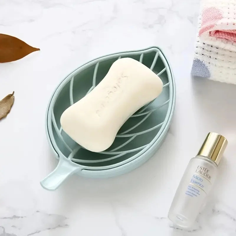 Bathroom Soap Dish Kit Leaf Shaped Soap Holder Drain Soap Box Bathroom Accessories Bathroom Supplies Tools and Measuring Scales
