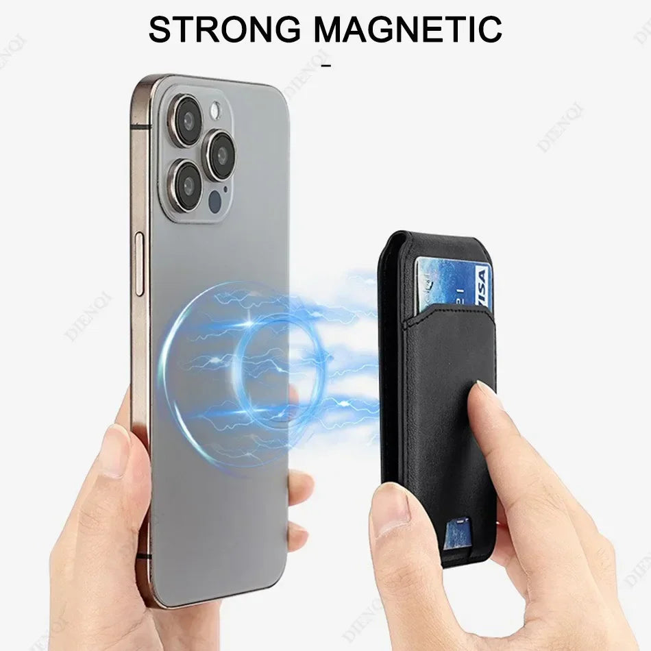 Magsafe Case Phone Back Cover Magnetic Pu Leather Wallet Card Holder Pocket Stand Cardholder for Apple Iphone Samsung Billetera