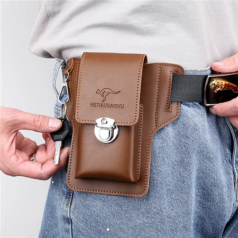 Phone Belt Bag for Men Bags Cell Phone Loop Holster Phone Pouch Wallet High Quality Multifunctional PU Leather Phone Case