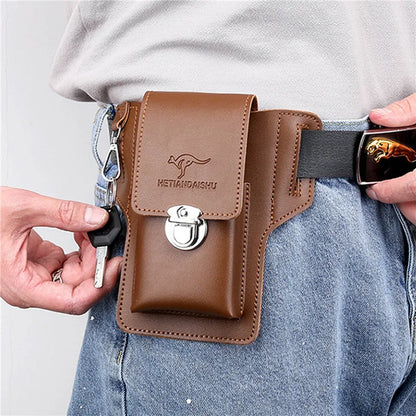 Phone Belt Bag for Men Bags Cell Phone Loop Holster Phone Pouch Wallet High Quality Multifunctional PU Leather Phone Case