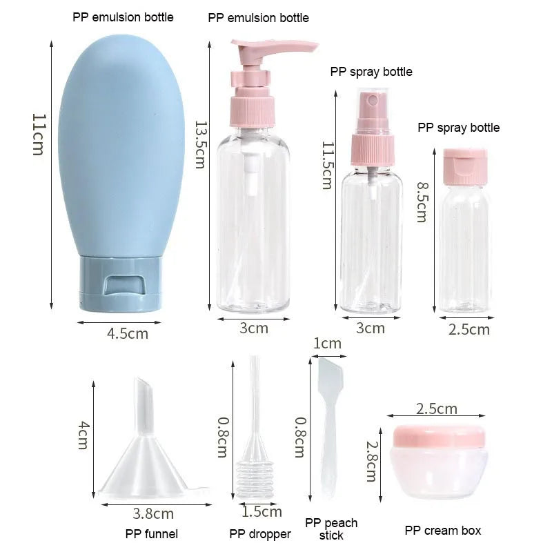 New Travel Packaging Set Silicone Travel Bottles Travel Containers Set Airplane Bottle Shampoo Bottles Kit LXPTZ02
