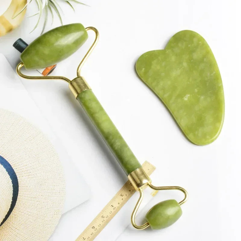 Facial Smooth Beauty Massage Natural Jade Roller Massager Face Liftting Massager Anti-Wrinkle Gua Sha Beauty Skin Care Tool