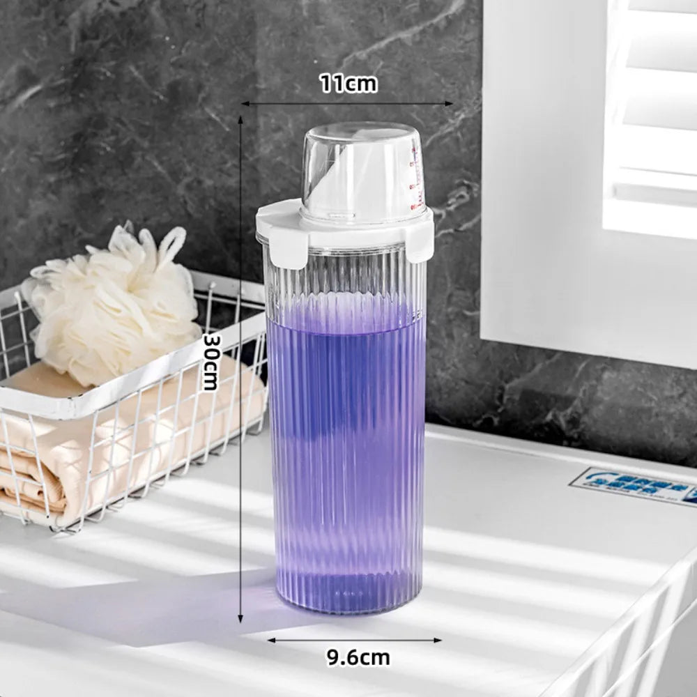 Transparent Laundry Detergent Dispenser Bottle with Measuring Cup Multipurpose Laundry Powder Storage Box Sealed