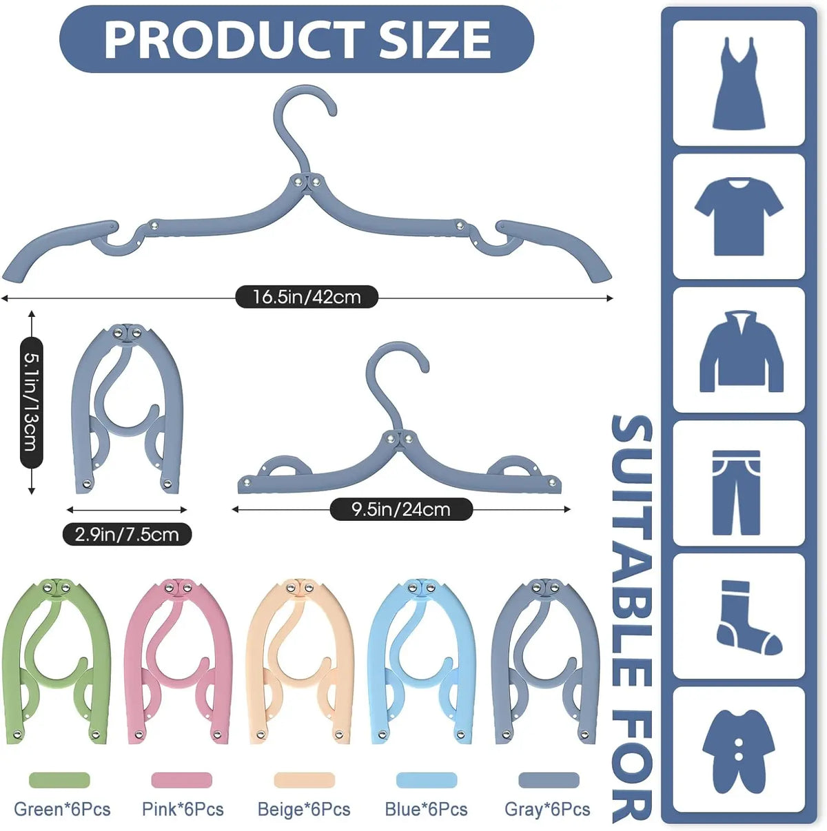 30 Pcs Travel Hangers Portable Foldable Travel Hanger Organizer, Plastic Travel Accessories Essentials Clothes Drying Rack