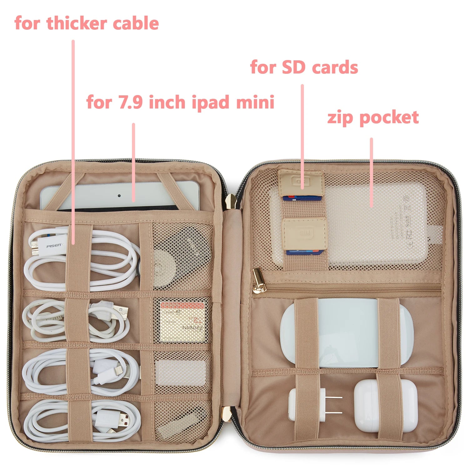 Travel Cable Organizer Waterproof Travel Gadget Pouch Charge Power Bank Ipad Headphone Organizer Travel Essentials