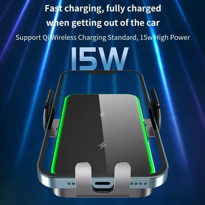 VIKEFON Dual Coil Car Wireless Charger for Samsung Galaxy Z Flip 5 4 3S22 Iphone Auto Clamp Fast Car Charging Phone Mount Holder
