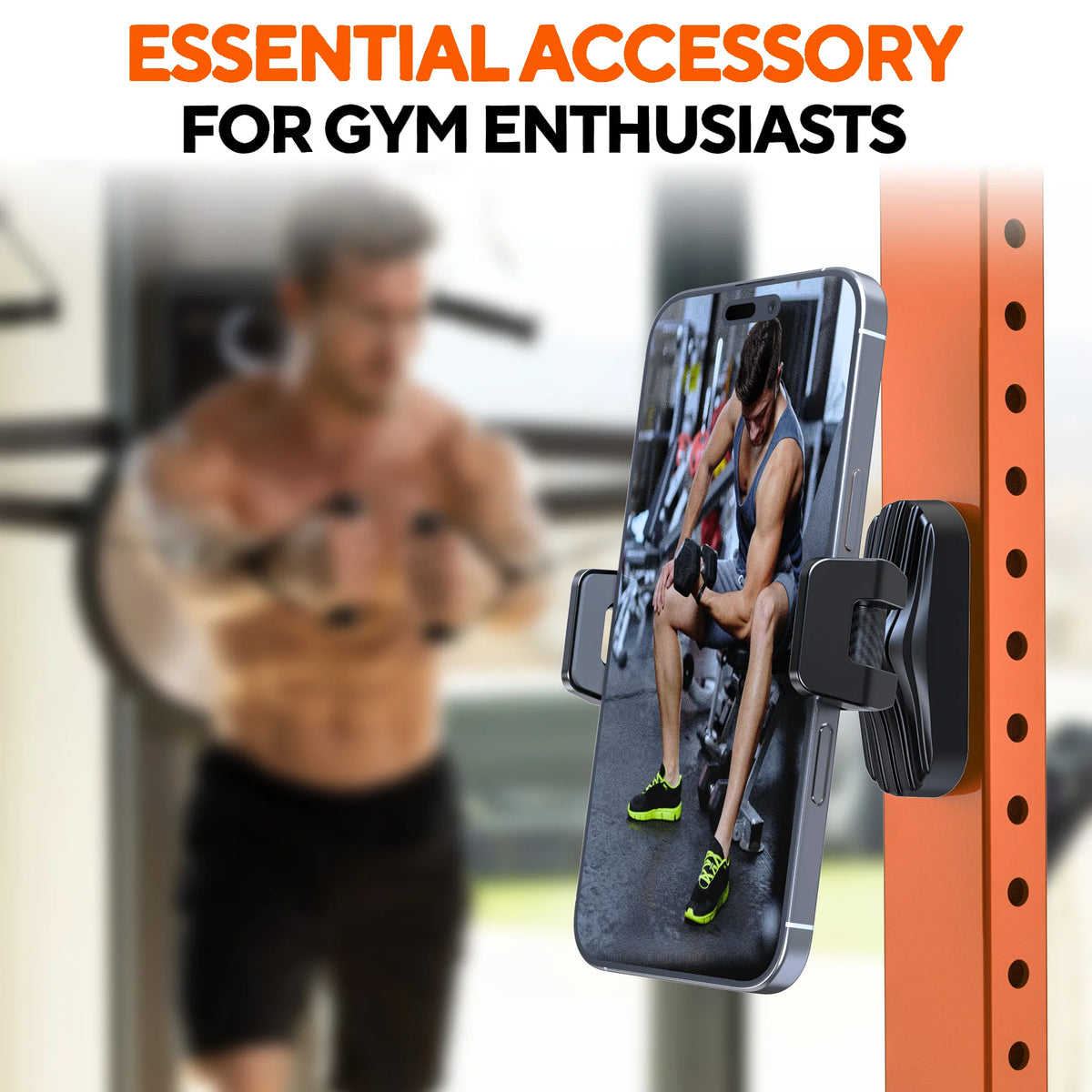 Magnetic Phone Holder, 360° Adjustable Retractable Clamp Universal Hands-Free for Gym, Forklift, Kitchen, Fits All Phones