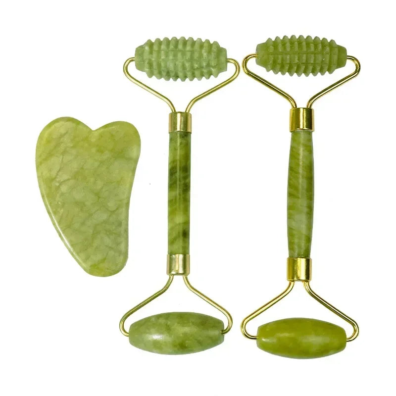 Facial Smooth Beauty Massage Natural Jade Roller Massager Face Liftting Massager Anti-Wrinkle Gua Sha Beauty Skin Care Tool