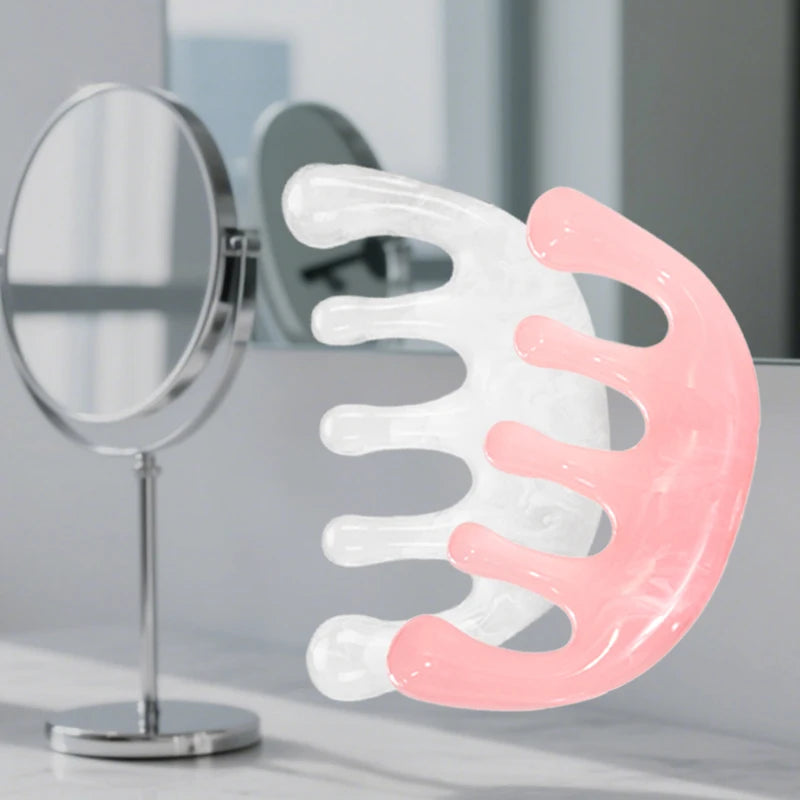 1PCS Five Tooth Massage Comb Resin White/Pink Head Massage Comb for Home Use Portable Massage Comb