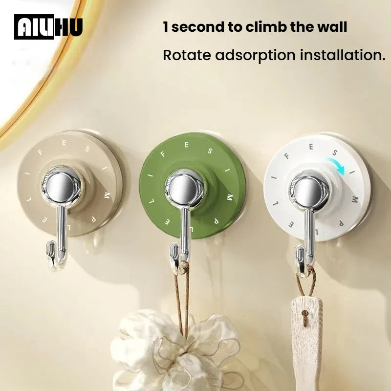 Bathroom Accessories Waterproof Rotating Suction Hooks for Bathroom Kitchen Strong Adhesive Wall Organize