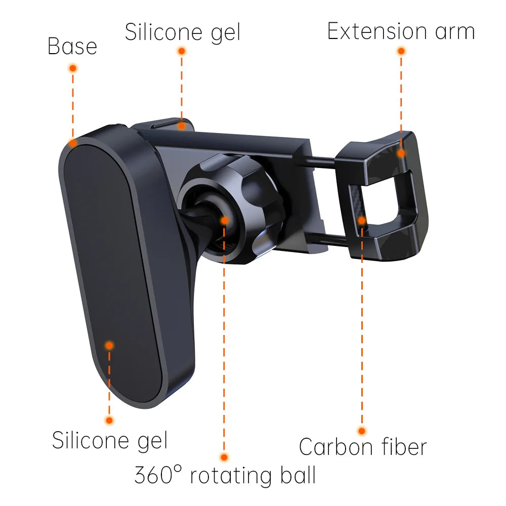 Magnetic Phone Holder, 360° Adjustable Retractable Clamp Universal Hands-Free for Gym, Forklift, Kitchen, Fits All Phones