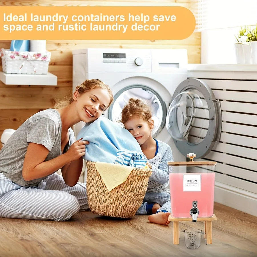 Laundry Detergent Dispenser, Laundry Liquid Dispenser with Stainless-Steel Tap, Liquid Laundry Soap Dispenser Fabric Softener