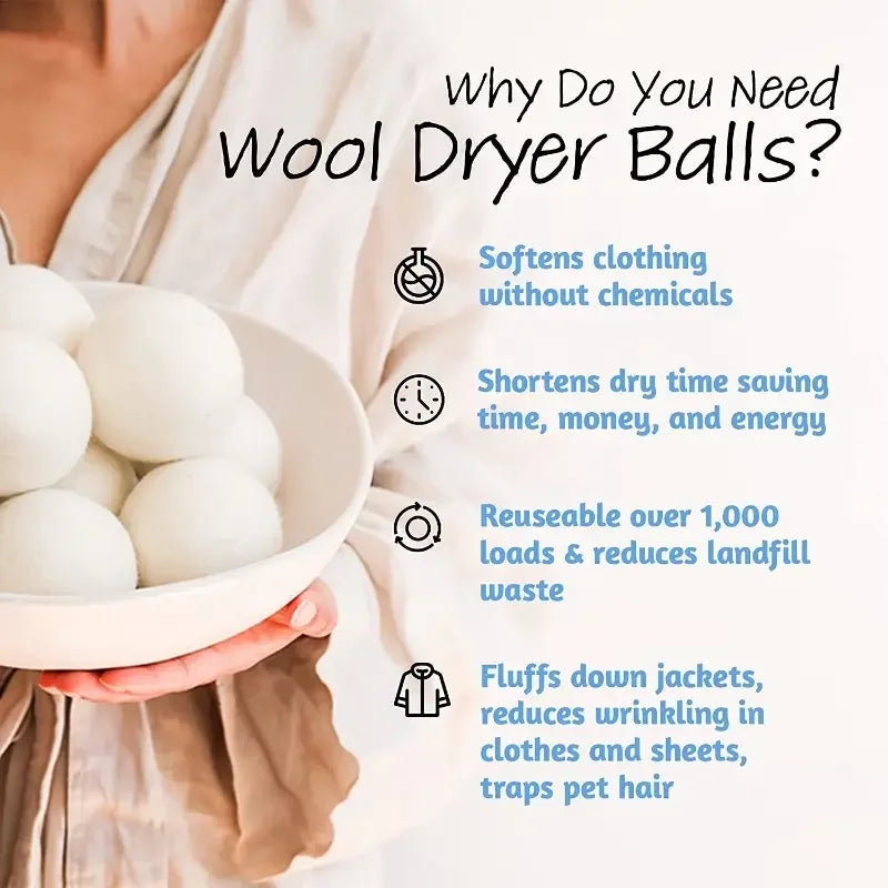 3/6Pcs Wool Laundry Dryer Ball Reusable Laundry Ball Fabric Softener Ball Anti-Tangle Laundry Ball to Reduce Wrinkles Cleaning