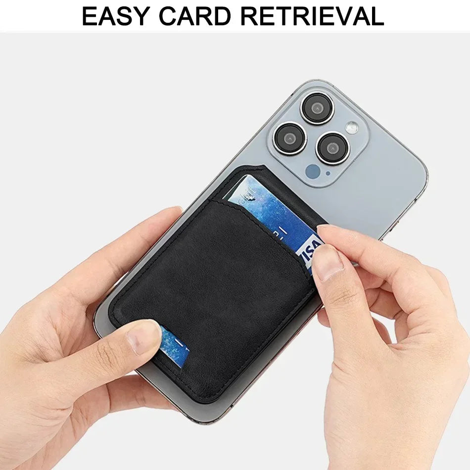 Magsafe Case Phone Back Cover Magnetic Pu Leather Wallet Card Holder Pocket Stand Cardholder for Apple Iphone Samsung Billetera