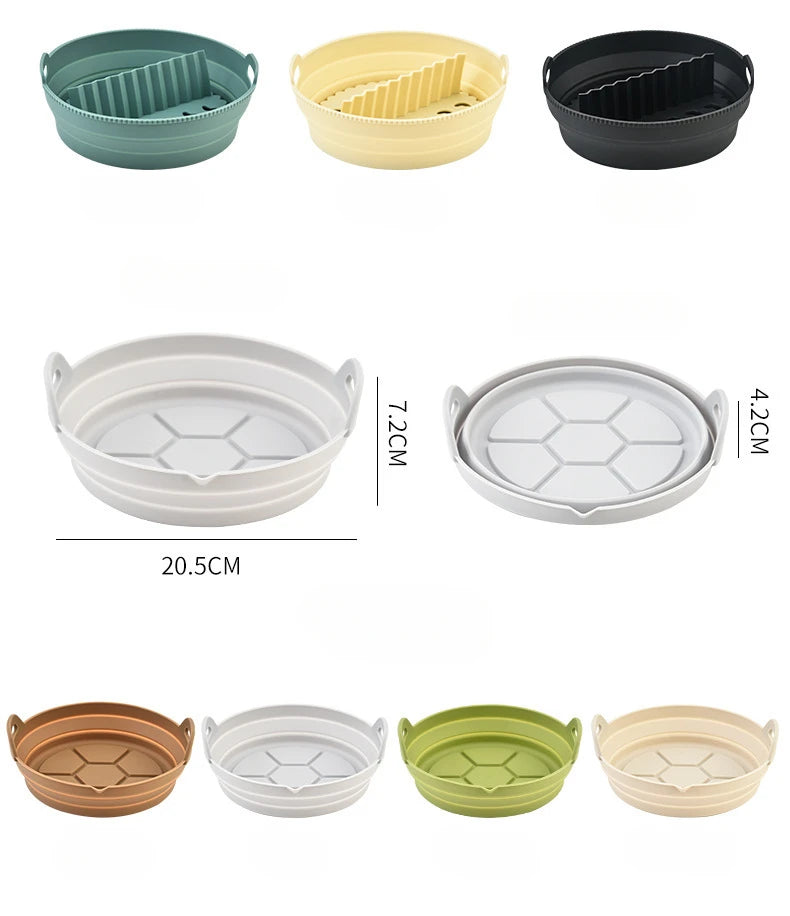 1/2 Airfryer Silicone Basket Oven Baking Tray Silicone Mold for Air Fryer Pizza Fried Chicken Basket Air Fryer Baking Dishes Pan