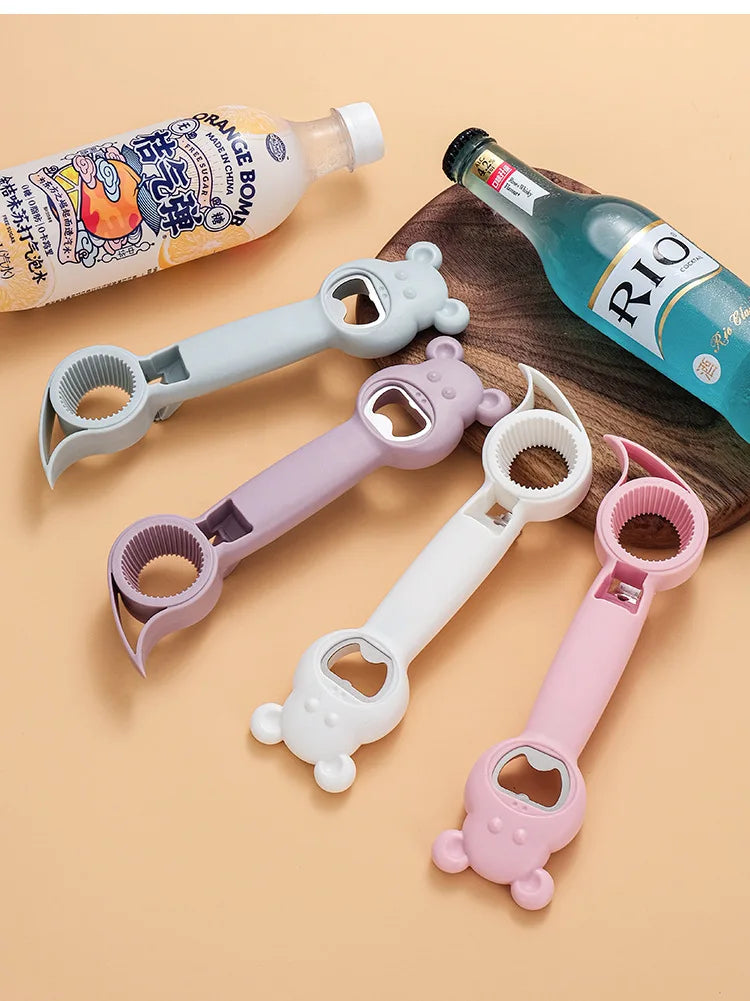 Cartoon Bottle Opener Four in One Multifunctional Household Extension Convenient Bottle Opener Tool Kitchen Gadgets