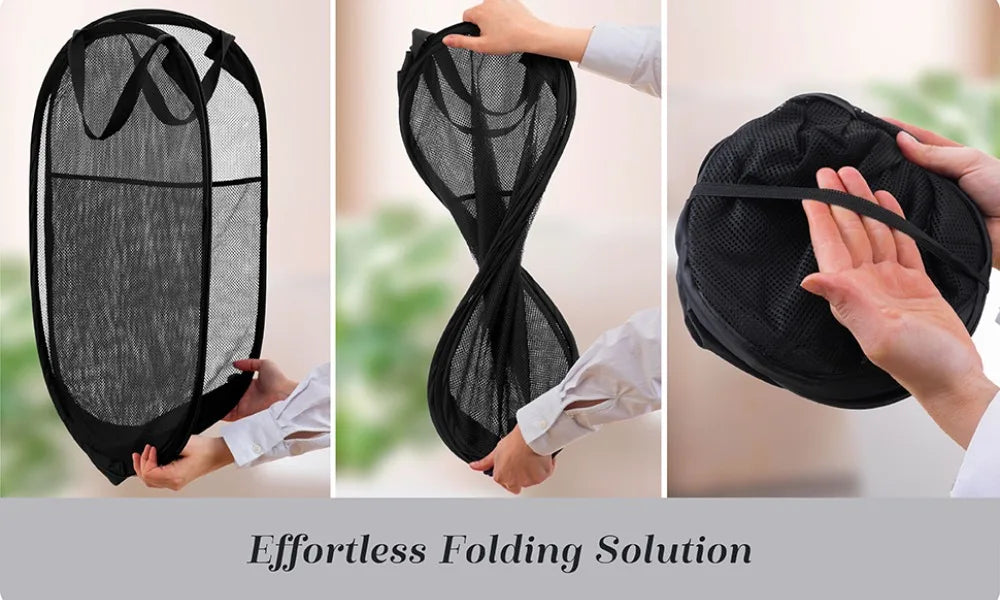 Large Laundry Basket Collapsible Mesh Pop up Laundry Hamper Side Pocket Breathable Clothes Storage Laundry Storage Organization