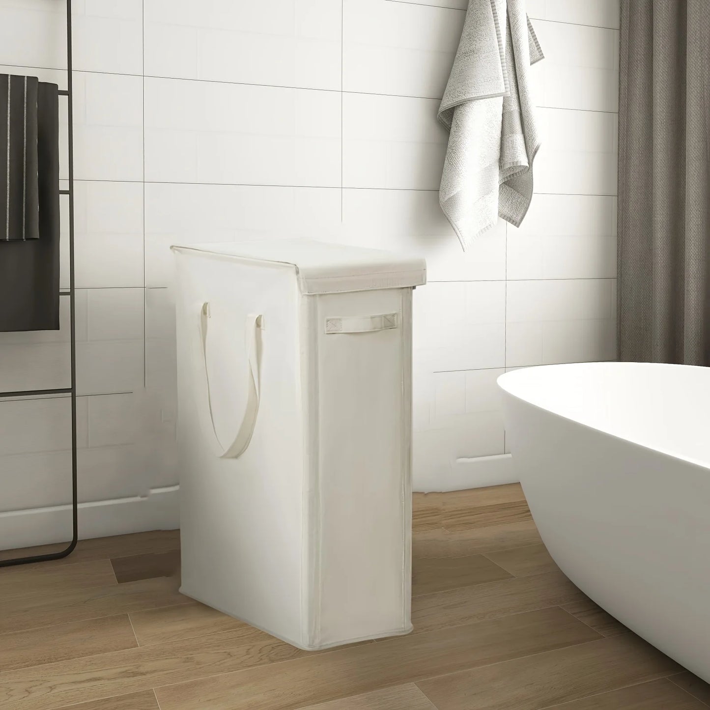 1PC Laundry Basket with Wheels and Lid,Closed Laundry Hamper,Suitable for Bedrooms,Bathtubs,Laundry,Dormitories
