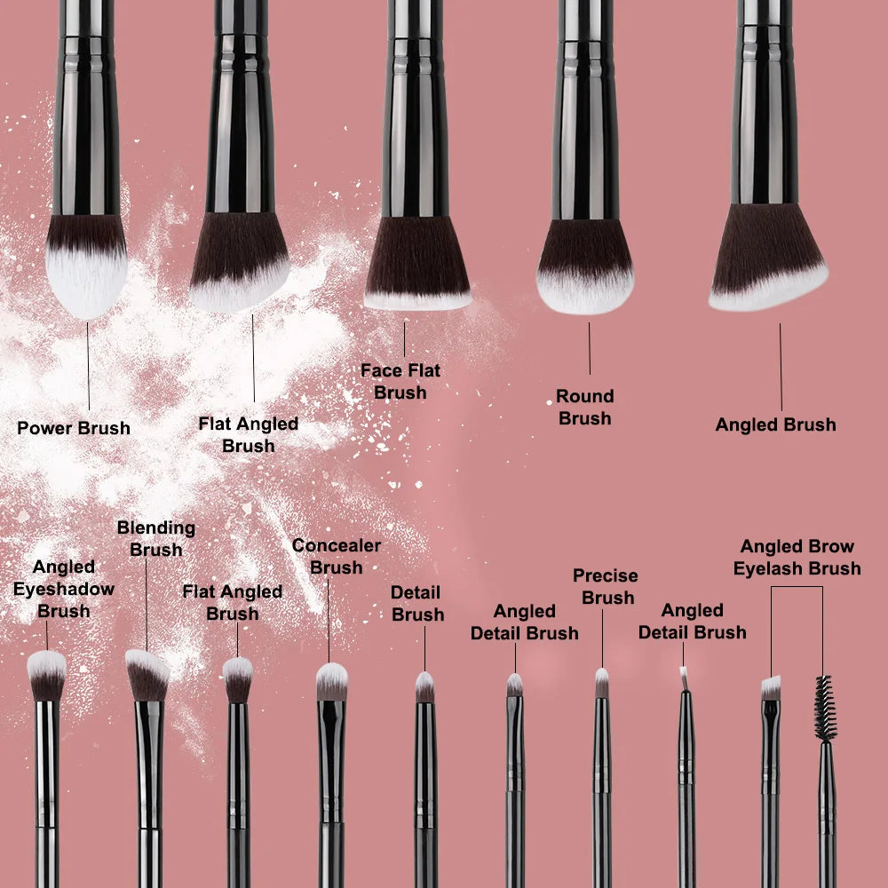 New 14PCS Makeup Brushes Set Foundation Eyeshadow Highlighter Blush Concealer Female Beauty Tool Puff Beauty Sponges Thumb Puffs