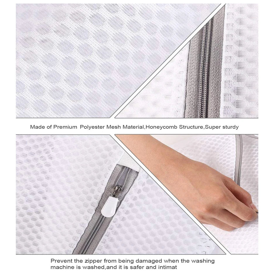 3Pcs Zippered Mesh Laundry Bag Polyester Laundry Wash Bags Coarse Net Laundry Basket Laundry Bags for Washing Machines Bra Bag