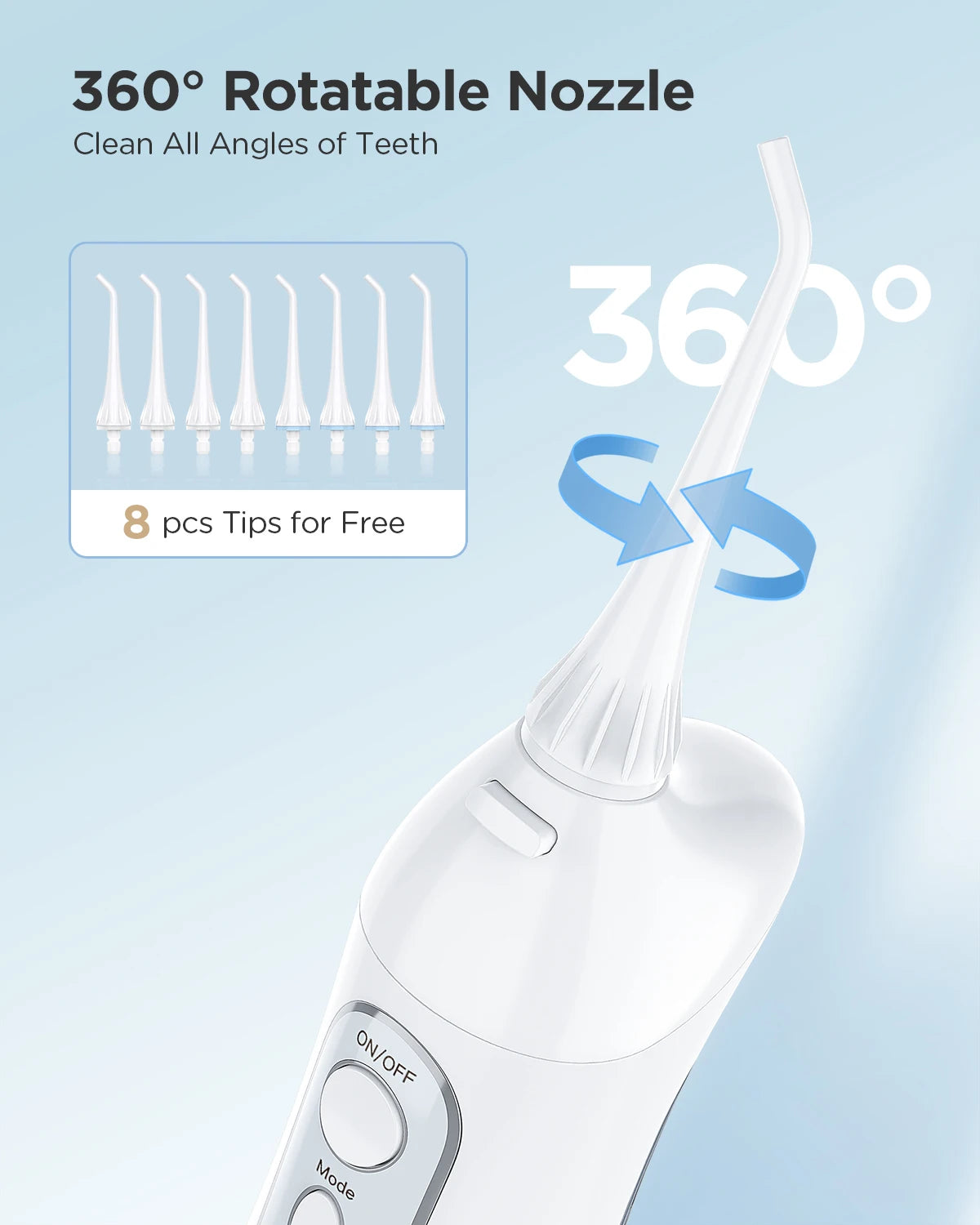 Water Flossers Oral Irrigator Rechargeable Portable Dental 3 Modes Water Tank for Teeth 300ML Waterproof Teeth Cleaner