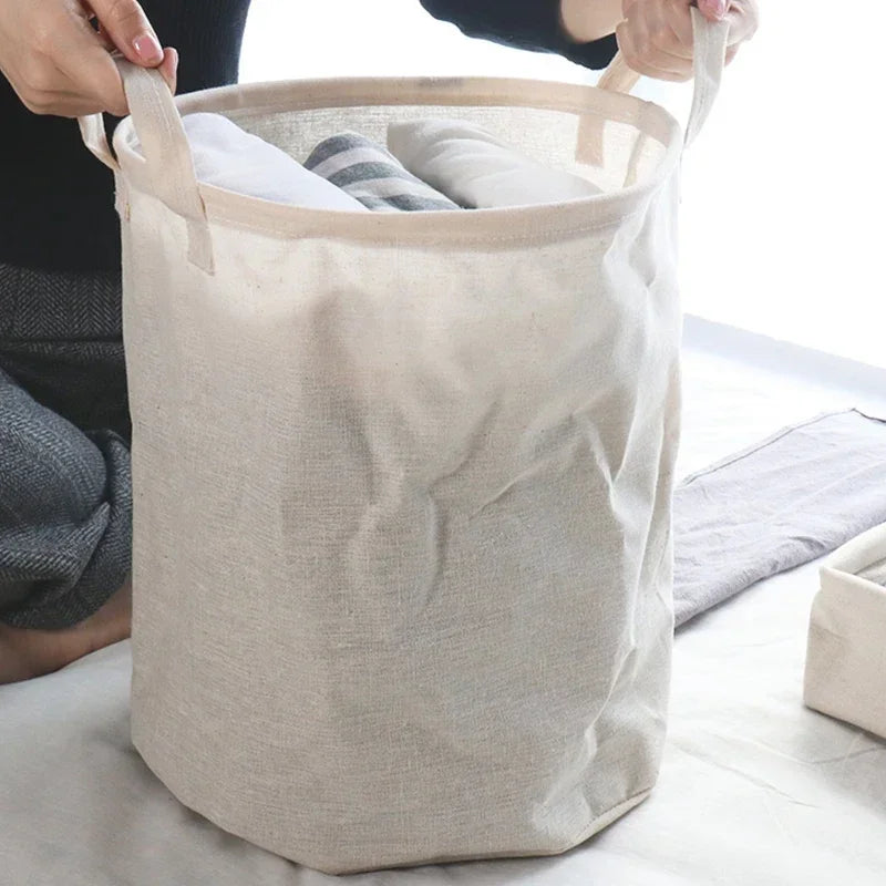 Ins Nordic Bathroom Dirty Laundry Basket Folding Laundry Clothes Hamper Bag Home Storage Bag Organizers Cotton Laundry Baskets