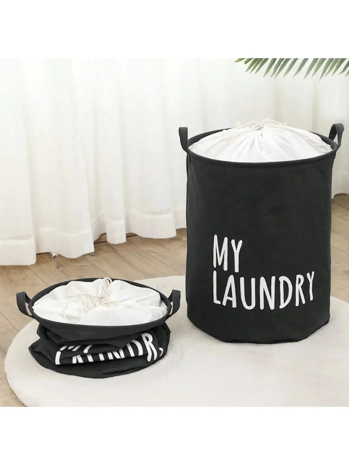 Cotton and Linen Laundry Basket Household Foldable Laundry Basket Waterproof Clothes and Toys Storage Bucket Laundry Supplies