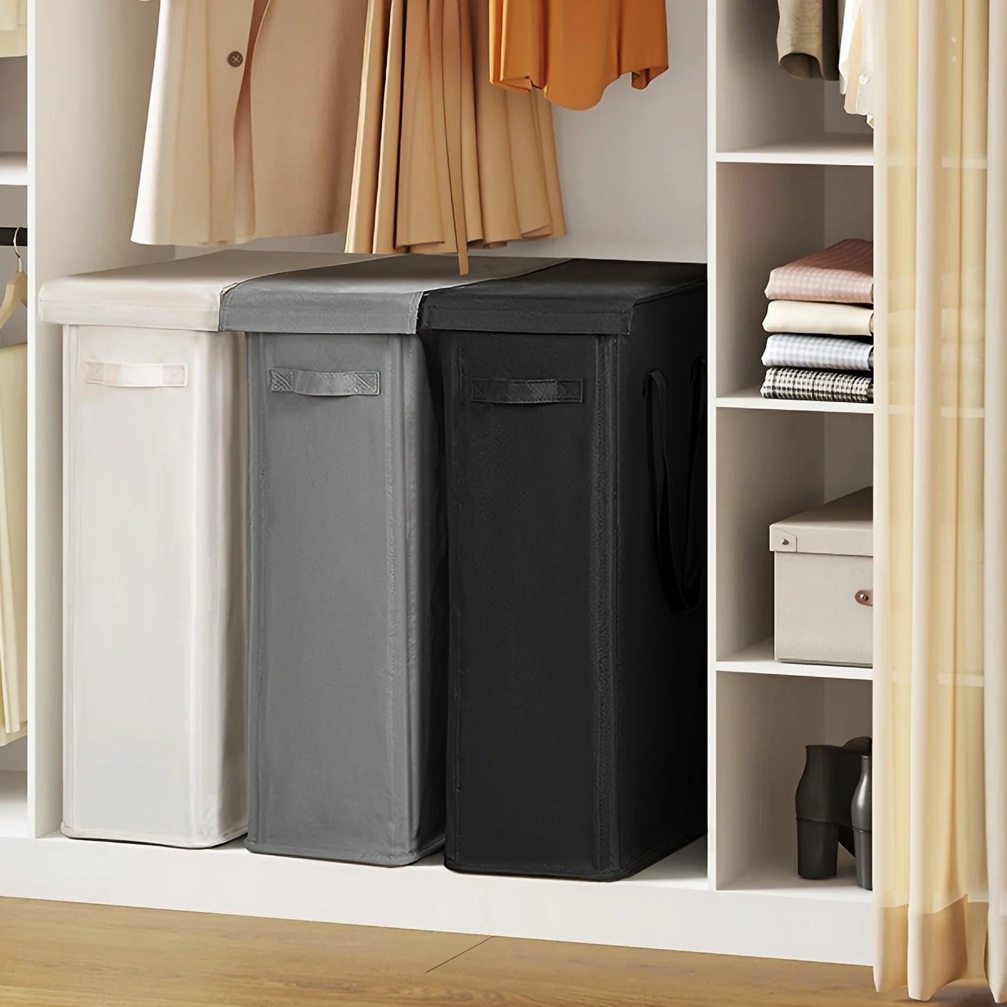 1PC Laundry Basket with Wheels and Lid,Closed Laundry Hamper,Suitable for Bedrooms,Bathtubs,Laundry,Dormitories