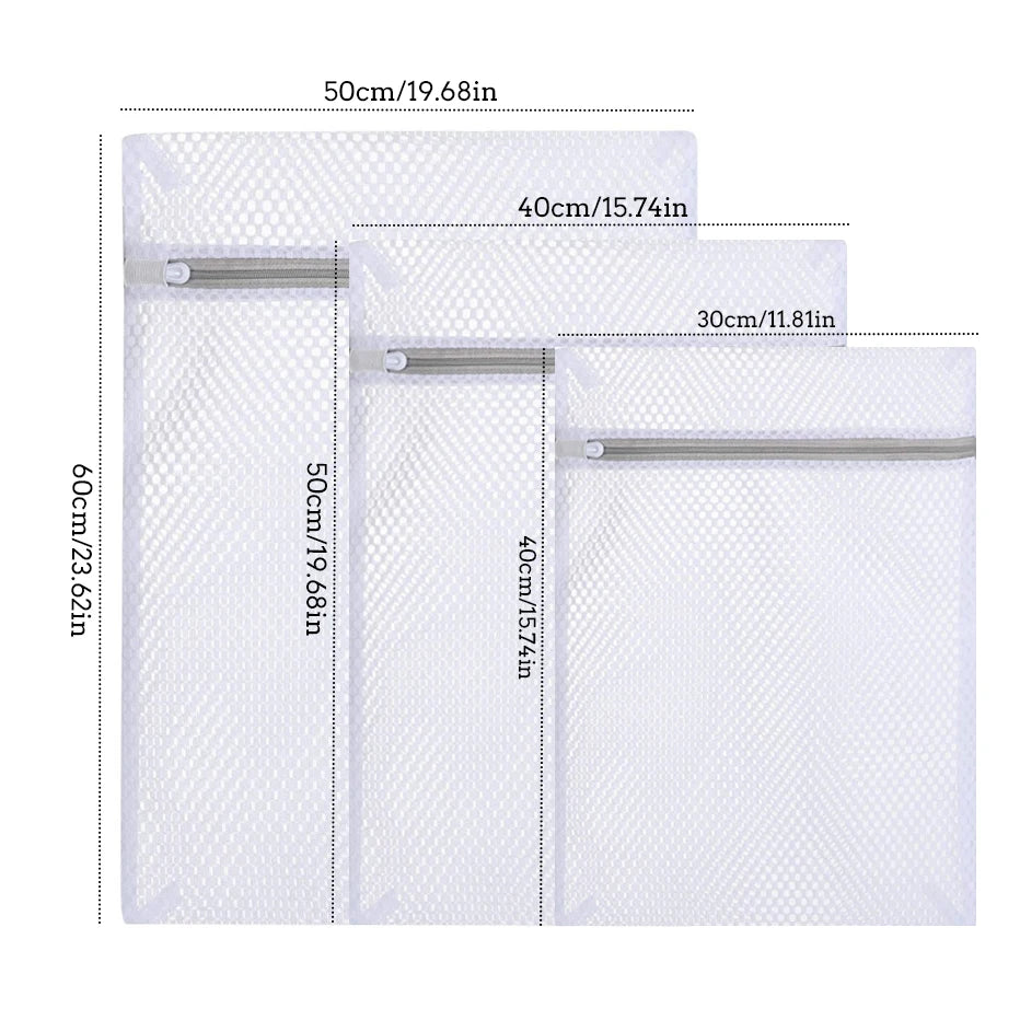 3Pcs Zippered Mesh Laundry Bag Polyester Laundry Wash Bags Coarse Net Laundry Basket Laundry Bags for Washing Machines Bra Bag