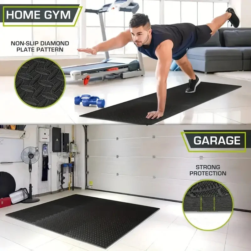 Foam Gym Mat 12 Pieces - Interlocking Puzzle Mat for Home Gym Heavy Duty Gym Floor Mat, Black