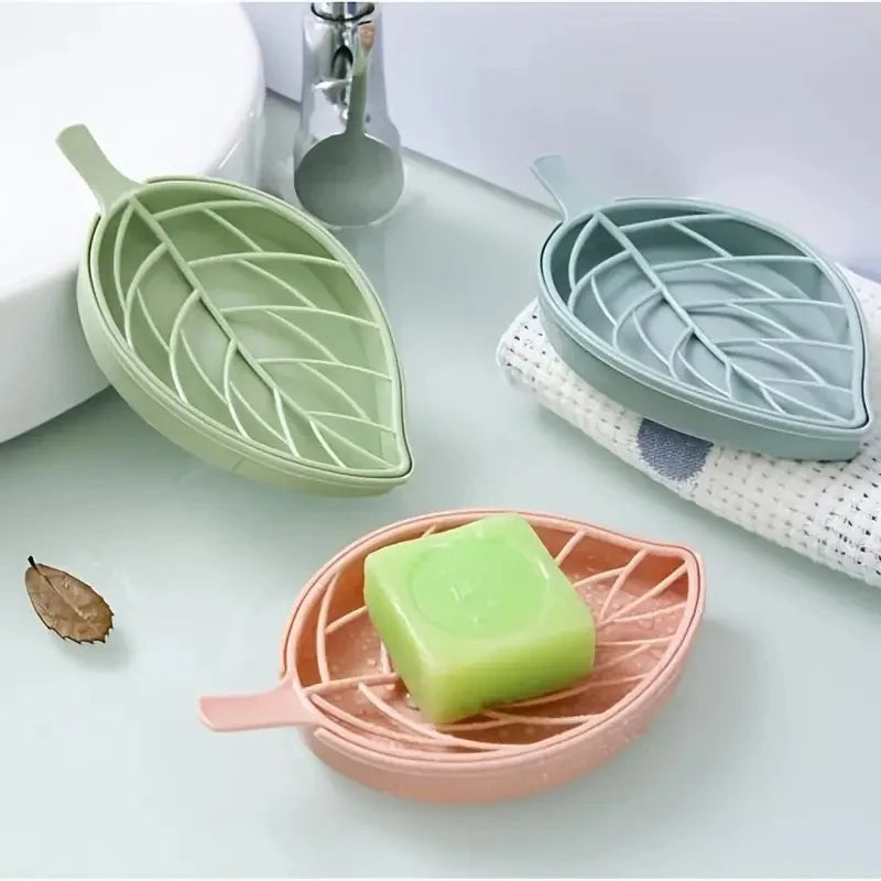 Bathroom Soap Dish Kit Leaf Shaped Soap Holder Drain Soap Box Bathroom Accessories Bathroom Supplies Tools and Measuring Scales