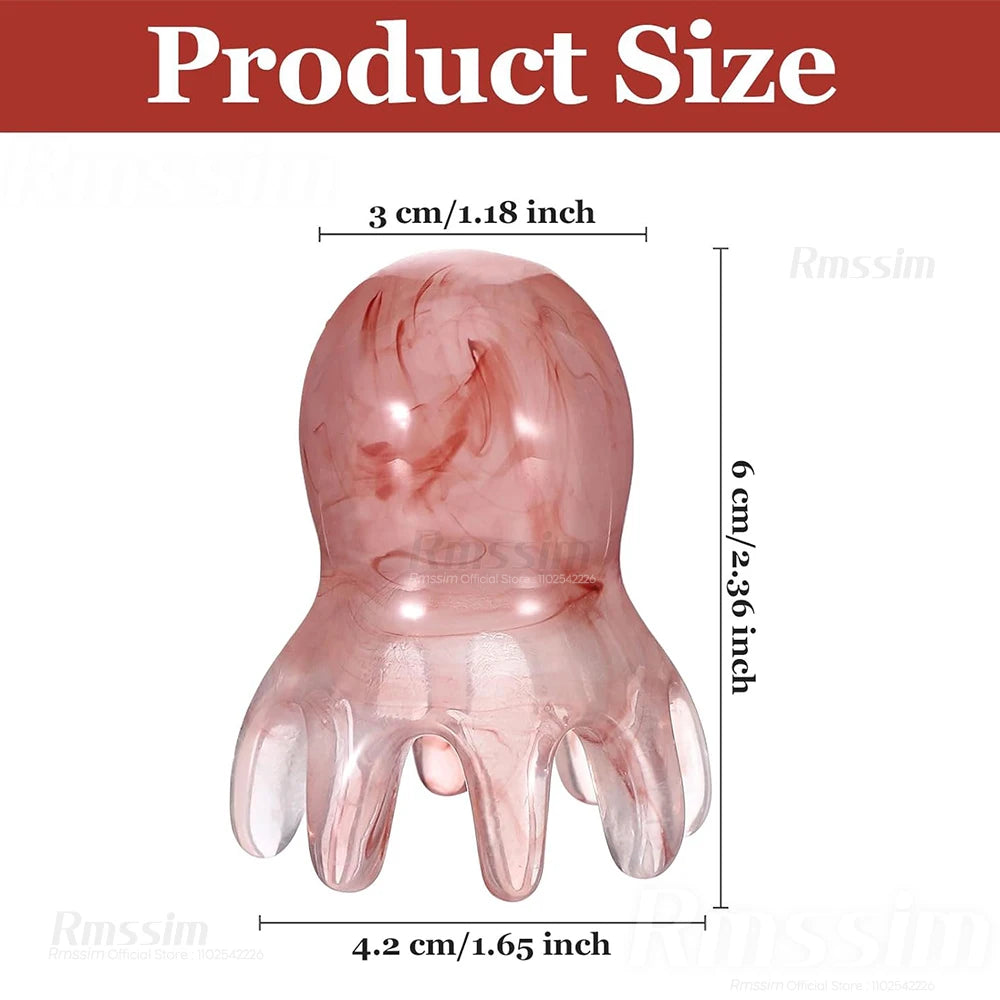 Resin Octopus Massage Comb Head Meridian Scraping Scalp Massage Brush Acupuncture SPA Guasha Massage Comb Fatigue Relief Massage