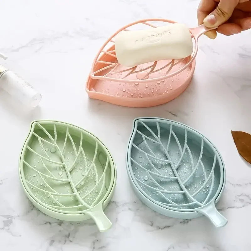 Bathroom Soap Dish Kit Leaf Shaped Soap Holder Drain Soap Box Bathroom Accessories Bathroom Supplies Tools and Measuring Scales