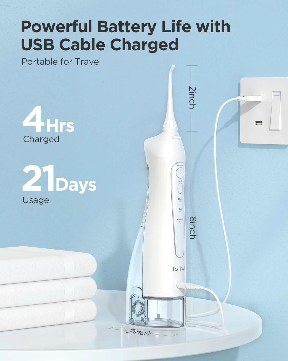 Water Flossers Oral Irrigator Rechargeable Portable Dental 3 Modes Water Tank for Teeth 300ML Waterproof Teeth Cleaner