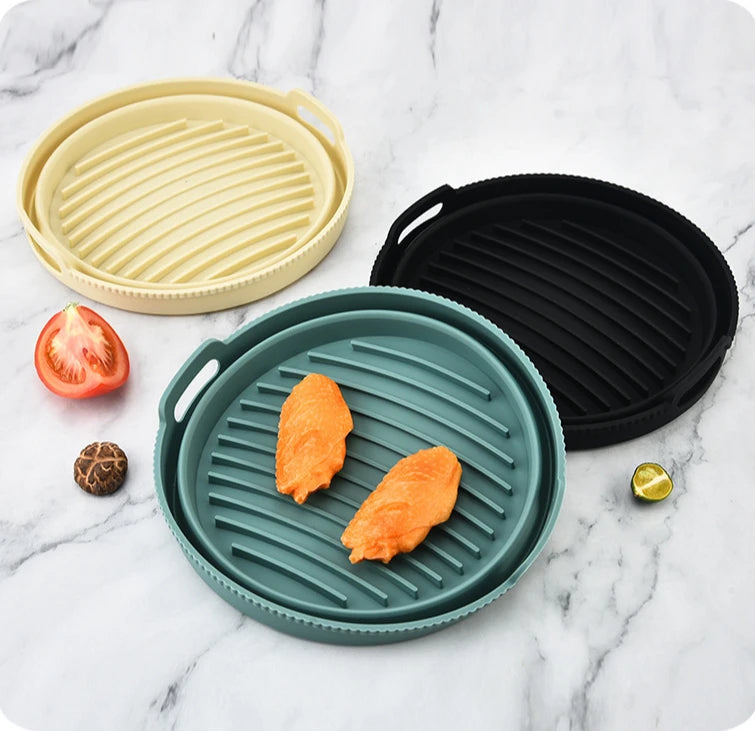 1/2 Airfryer Silicone Basket Oven Baking Tray Silicone Mold for Air Fryer Pizza Fried Chicken Basket Air Fryer Baking Dishes Pan