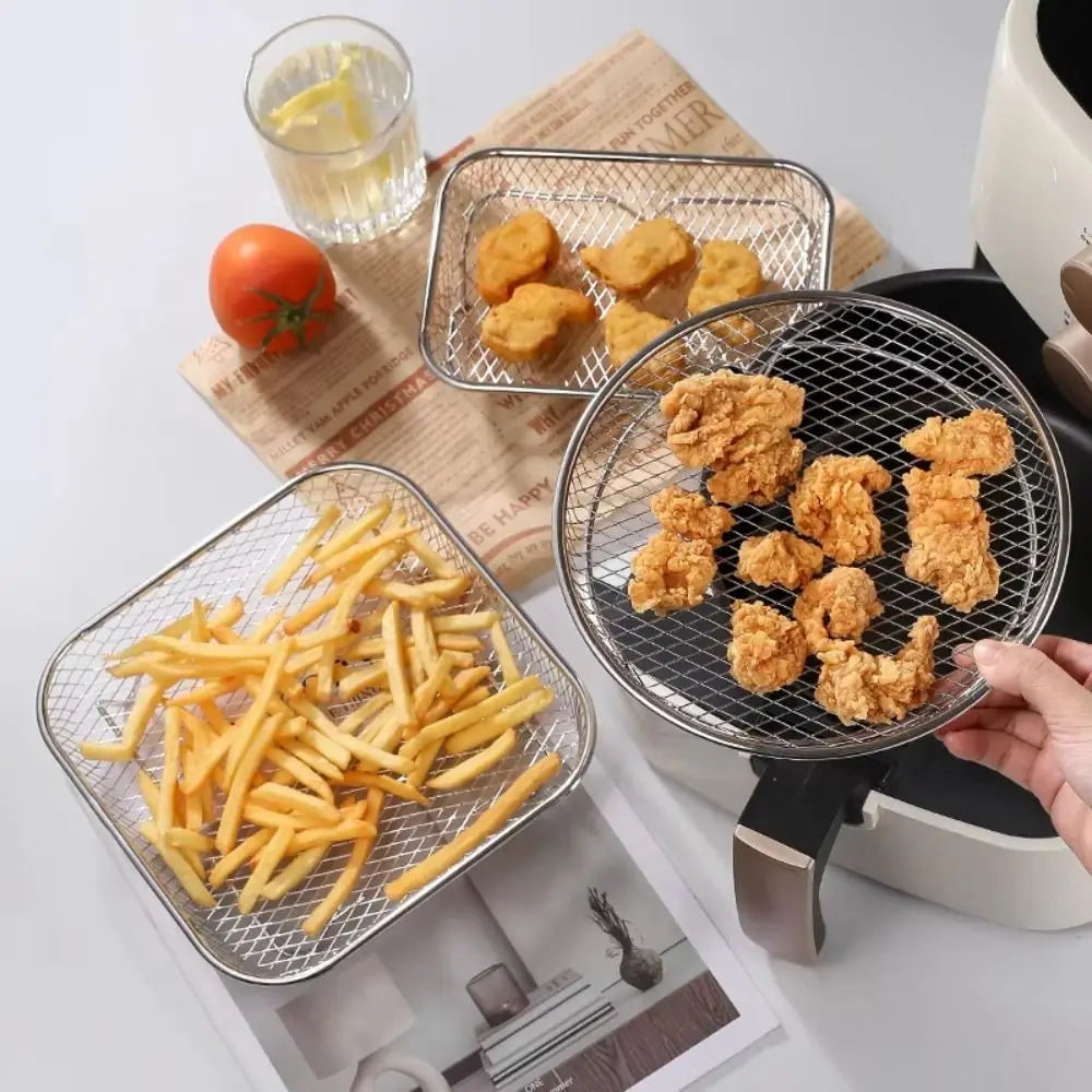Durable Stackable Air Fryer Rack Non-Stick Stainless Steel Airfryer Tray Grill Basket Kitchen Gadgets