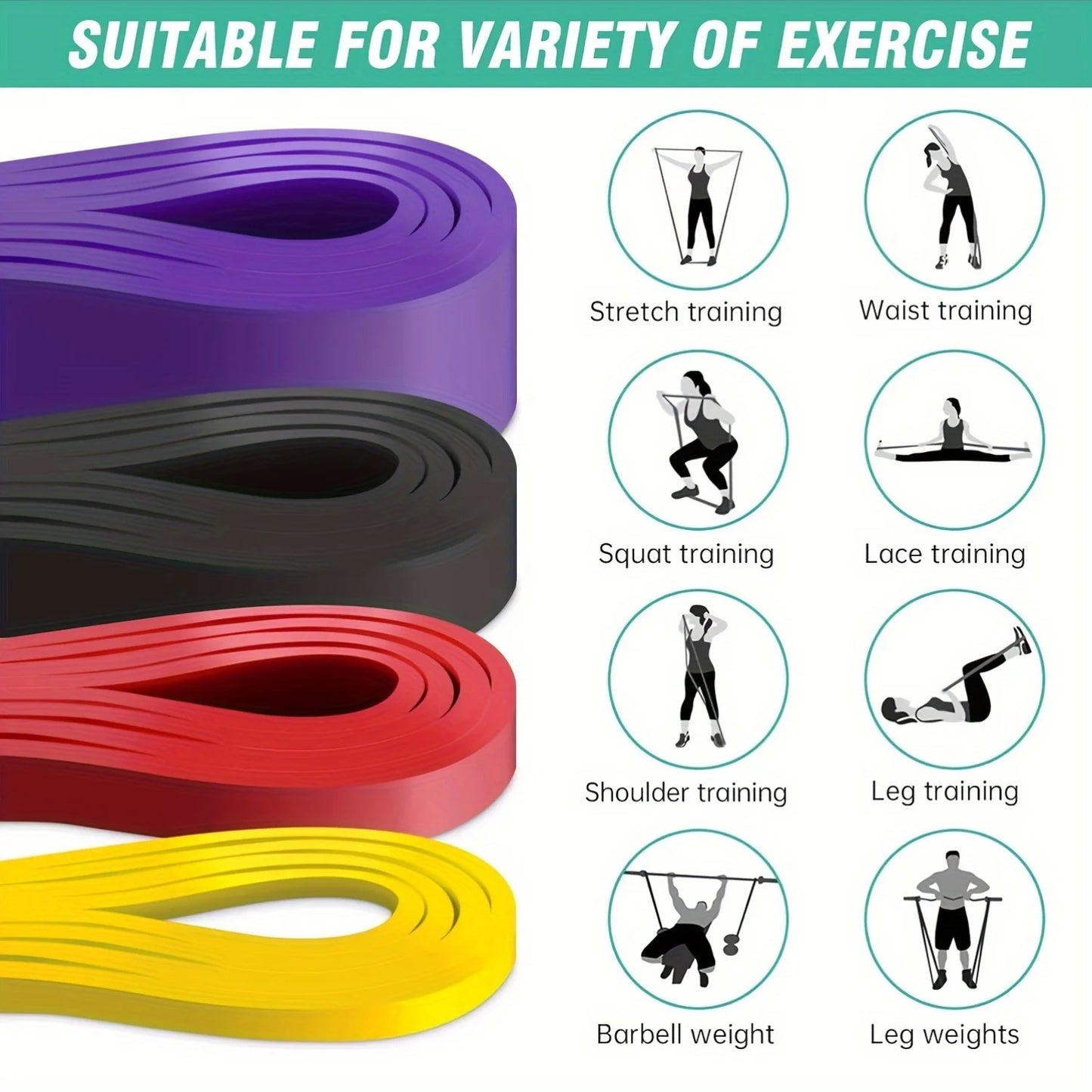 1Pc Stackable Heavy Tension TPE Resistance Band Set - Anti-Snap for Home Gym Muscle Strength & Body Stretching Yoga Gym