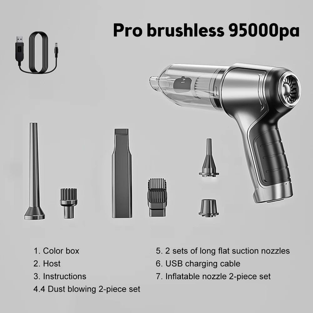 95000Pa Car Wireless Vacuum Cleaner Wet Dry Vacuum Cleaner Cordless Handheld Auto Vacuum Home & Dual Use Mini Vacuum Cleaner