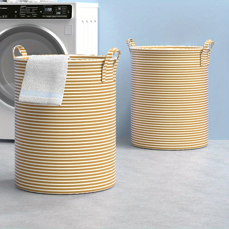 Haundry Thickened Tall Laundry Basket with Handle, Large Collapsible round Laundry Hamper Bin Laundry Bag for Clothes Storage