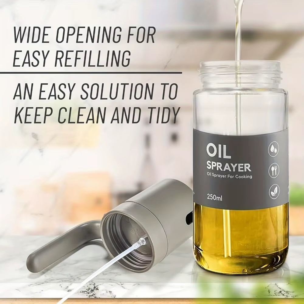 250ML Oil Sprayer, High Borosilicate Glass BPA Free Cooking Mister, Olive Oil Sprayer for Air Fryer, Salad, BBQ, Kitchen Gadget