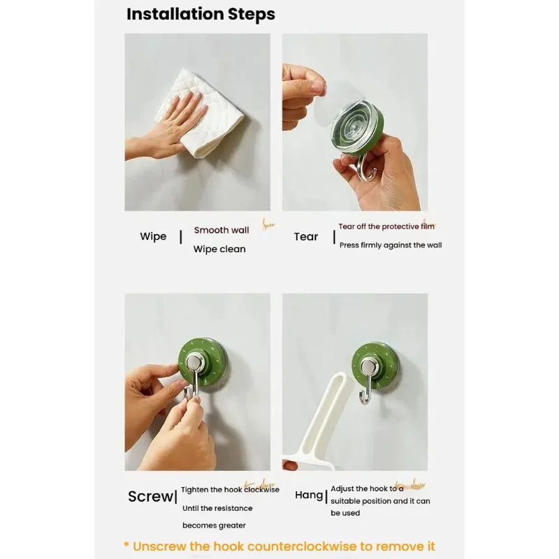 Bathroom Accessories Waterproof Rotating Suction Hooks for Bathroom Kitchen Strong Adhesive Wall Organize