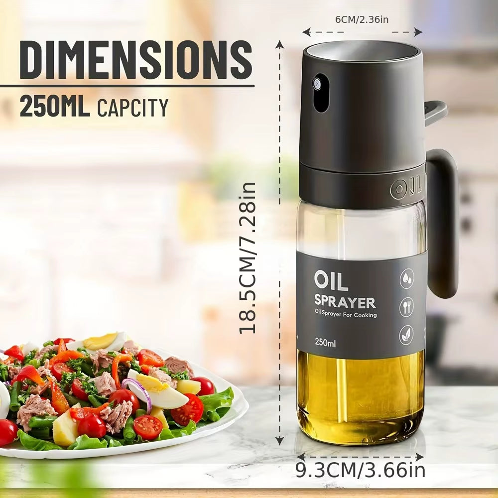 250ML Oil Sprayer, High Borosilicate Glass BPA Free Cooking Mister, Olive Oil Sprayer for Air Fryer, Salad, BBQ, Kitchen Gadget