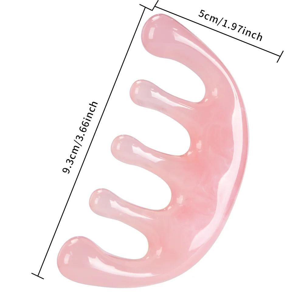 1PCS Five Tooth Massage Comb Resin White/Pink Head Massage Comb for Home Use Portable Massage Comb