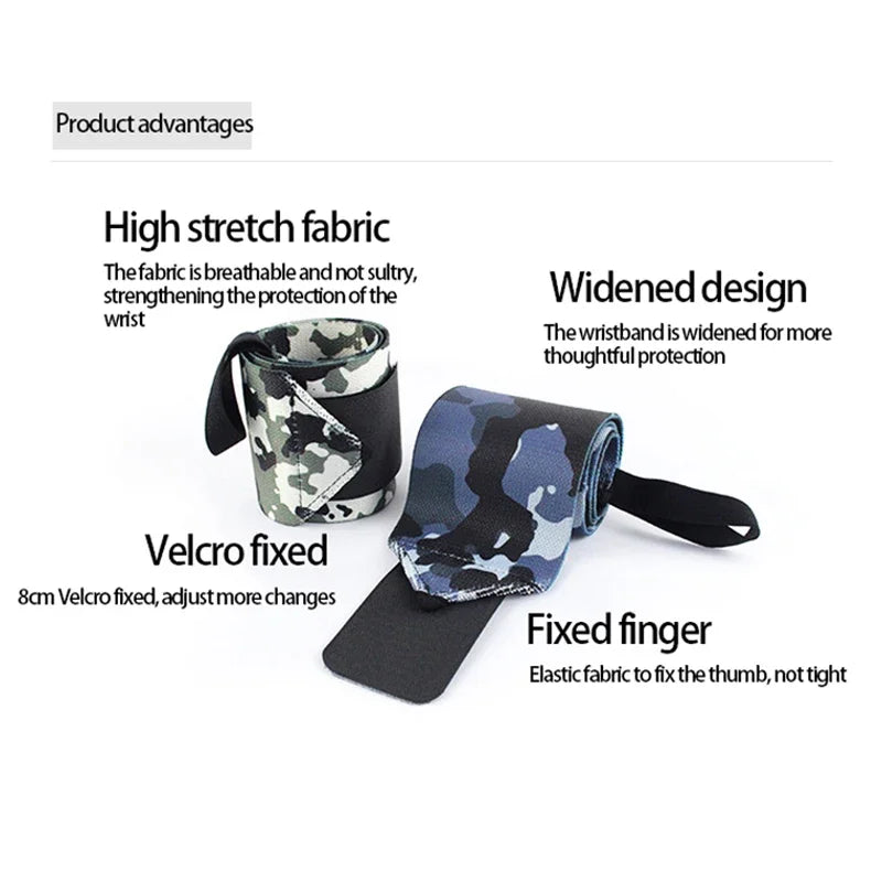 1Pc Wrist Support Gym Strap Camouflage Adjustable Wristband Elastic Wrist Wraps Bandages for Gym Weightlifting Protect Hand Wrap