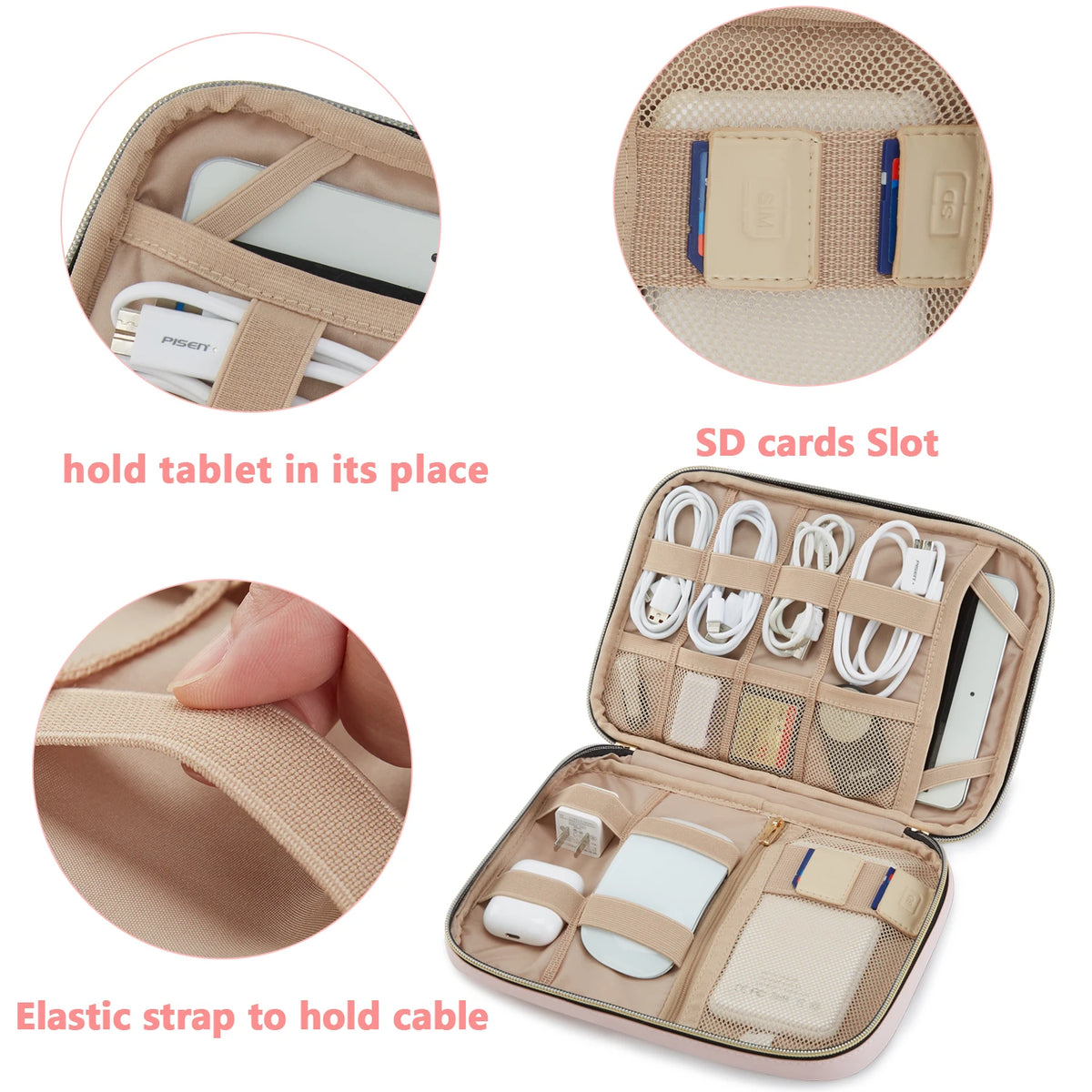 Travel Cable Organizer Waterproof Travel Gadget Pouch Charge Power Bank Ipad Headphone Organizer Travel Essentials