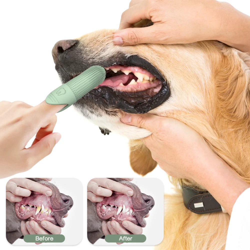 Silicone Finger Toothbrush for Pets: Food-Grade Dental Care Glove for Pets, Soft Bristles for Teeth Cleaning and Gum Massage
