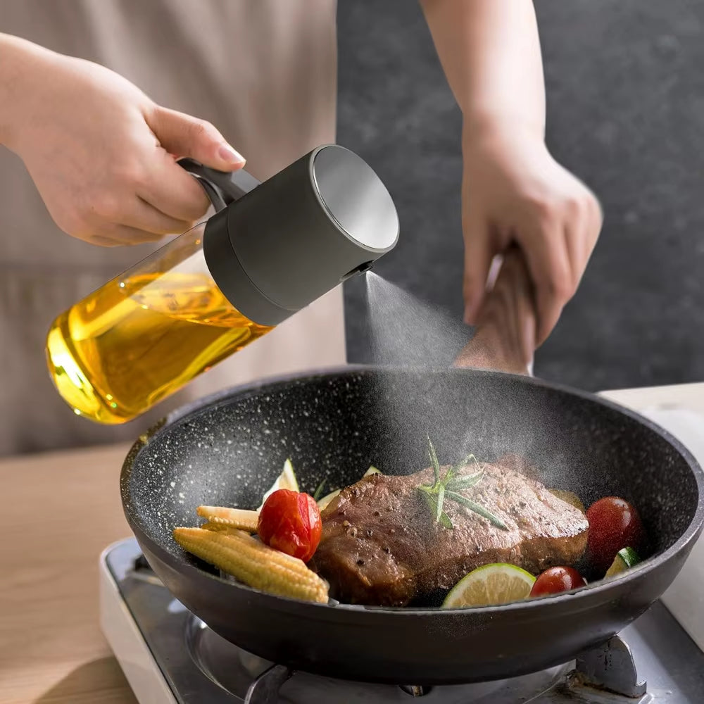 250ML Oil Sprayer, High Borosilicate Glass BPA Free Cooking Mister, Olive Oil Sprayer for Air Fryer, Salad, BBQ, Kitchen Gadget