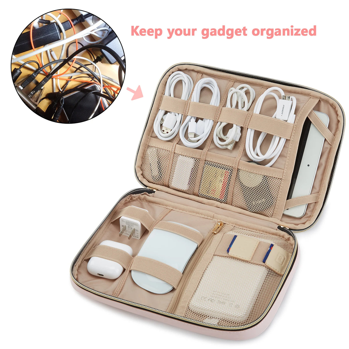 Travel Cable Organizer Waterproof Travel Gadget Pouch Charge Power Bank Ipad Headphone Organizer Travel Essentials