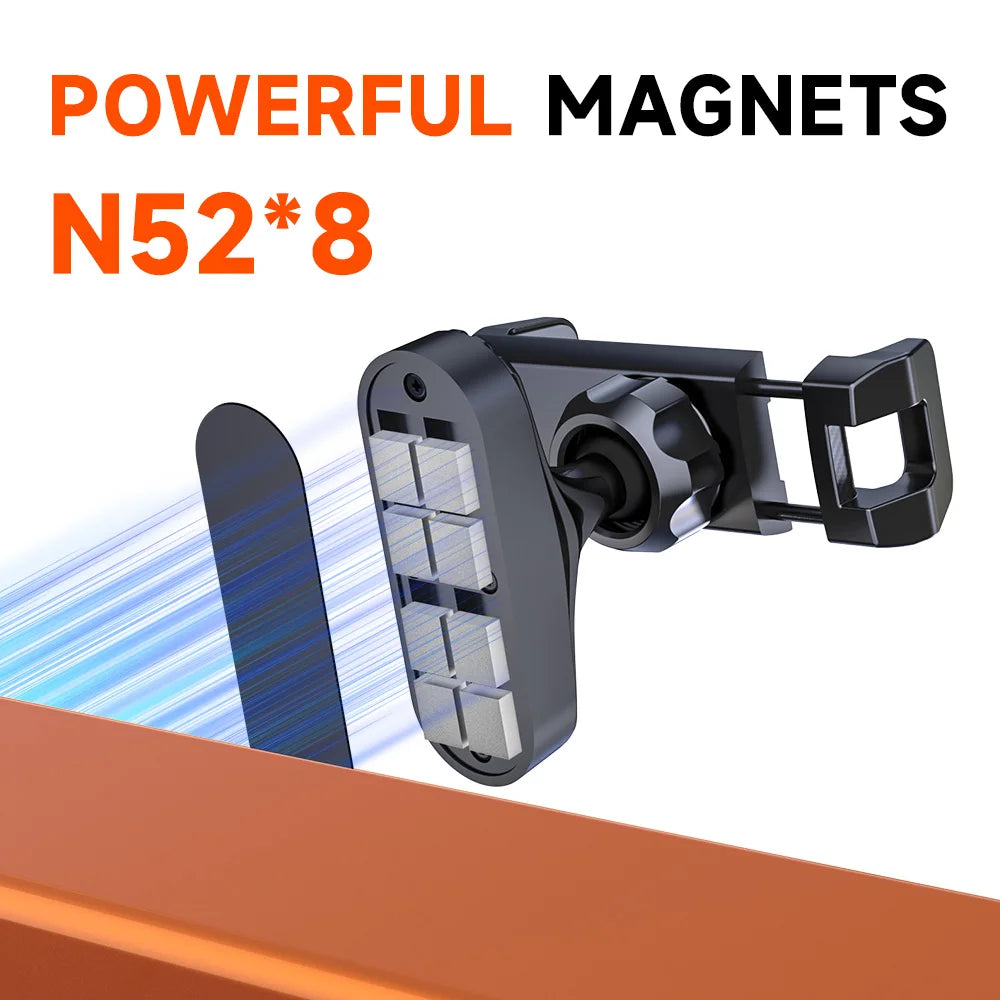 Magnetic Phone Holder, 360° Adjustable Retractable Clamp Universal Hands-Free for Gym, Forklift, Kitchen, Fits All Phones