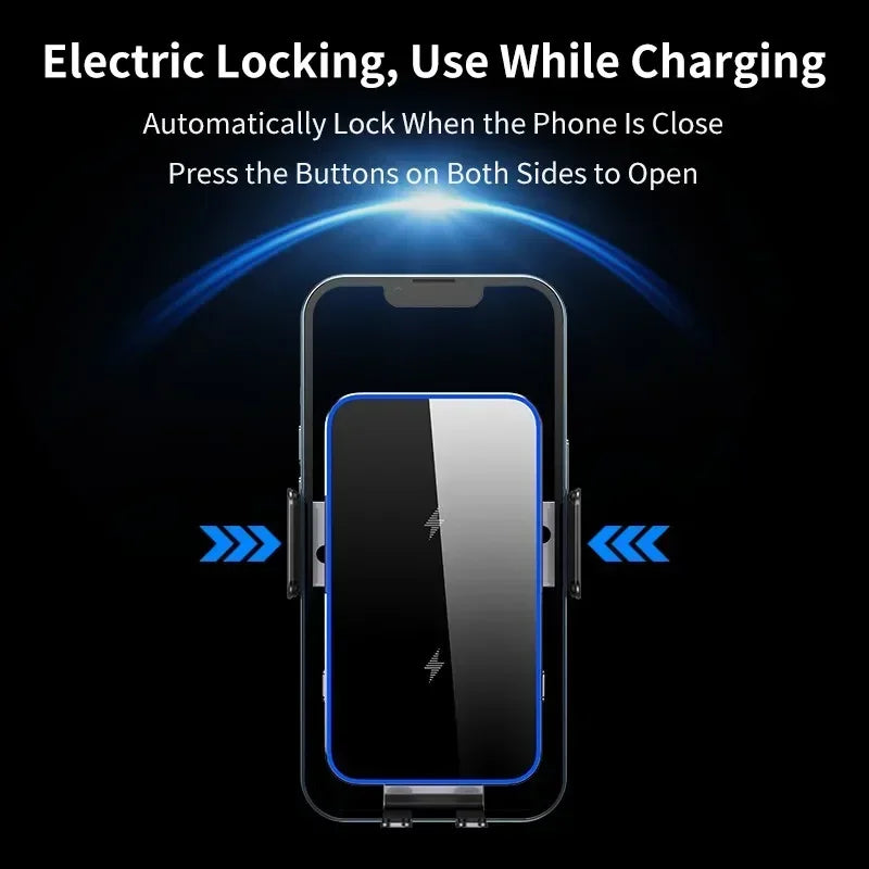 VIKEFON Dual Coil Car Wireless Charger for Samsung Galaxy Z Flip 5 4 3S22 Iphone Auto Clamp Fast Car Charging Phone Mount Holder